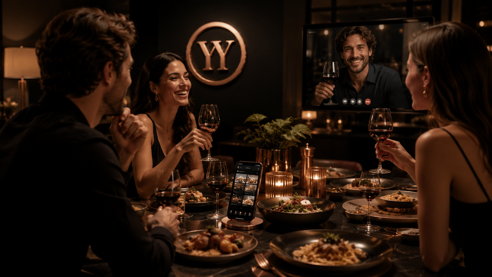 Esperienza ibrida OnlyyFood tra tavolo, app e video dining